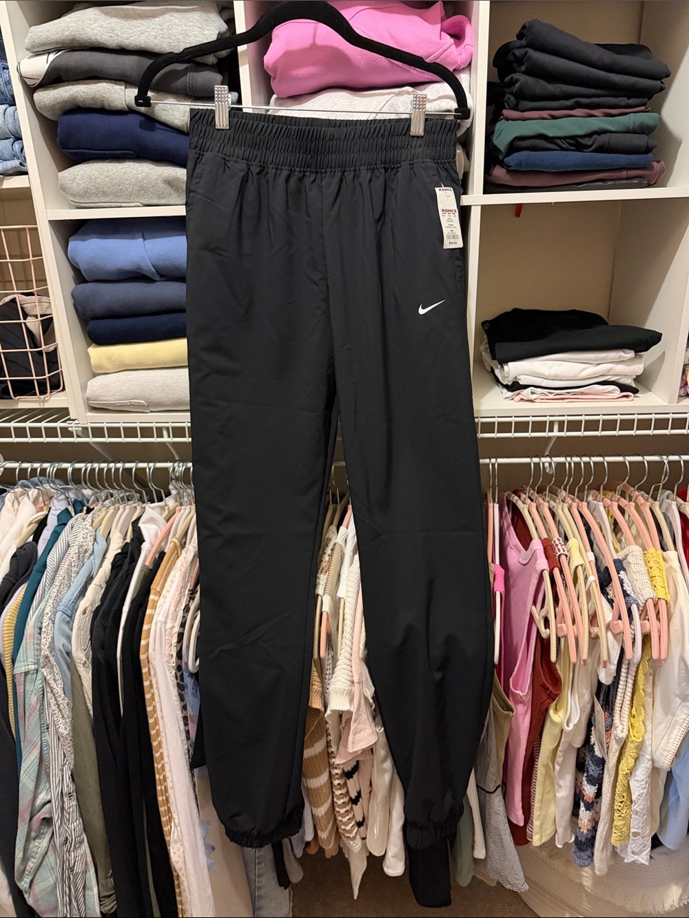 Nike Black Kids Sweatpants with White Swoosh